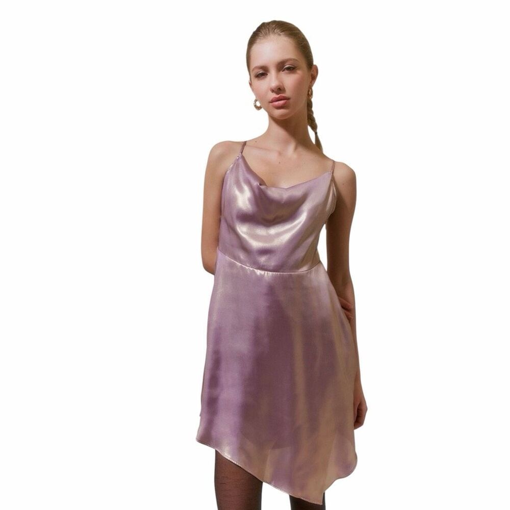 NWT URBAN OUTFITTERS Women’s Iridescent Lavender Gold Slip Dress   Medium